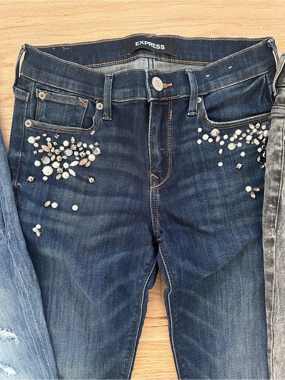 Express Blue Denim Jeans Bundle Distressed & Embellished Styles